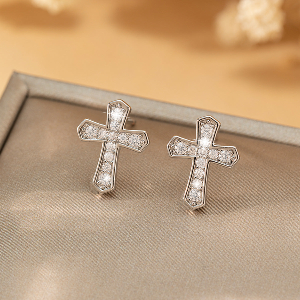 Trendy Zircon Cross Stud Earrings Sparkling Jewelry Gym From House