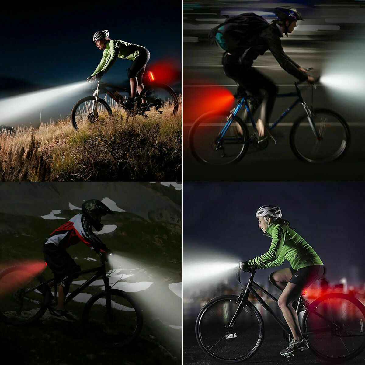 USB Rechargeable LED Bicycle Headlight Bike Head Light Cycling Rear Outdoor dealsniper-net