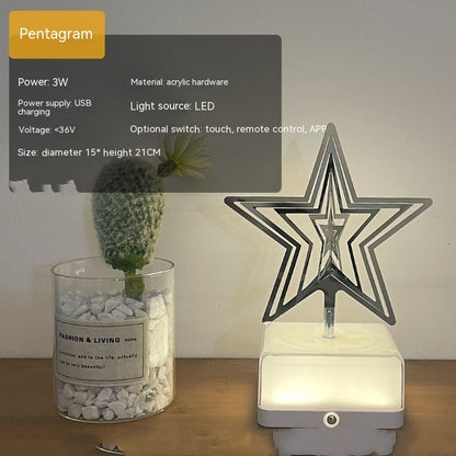 Creative Three-dimensional Rotating Ambience Light Bedroom Home Decor Gym From House 16 Mobile Phone Five Pointed Star USB