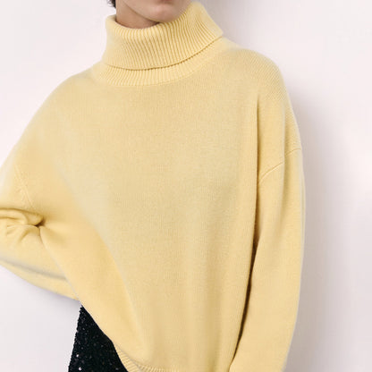 Winter Turtleneck Sweater Fashion Personality Long Sleeve Women dealsniper-net Lemon Yellow L