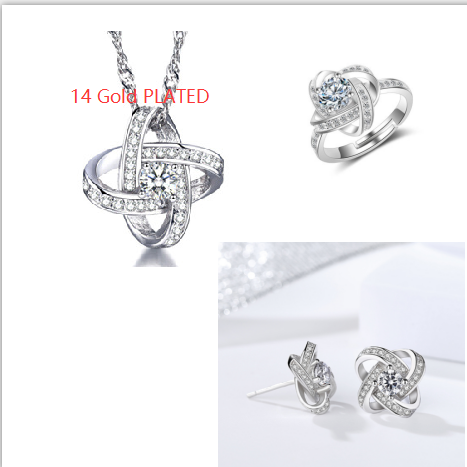 925 Sterling Silver Necklace For Women Forever Heart AAA Zircon Mosaic Necklaces & Pendants Gift Kitchen DealSniper.net 14Kwhitegold55L set10