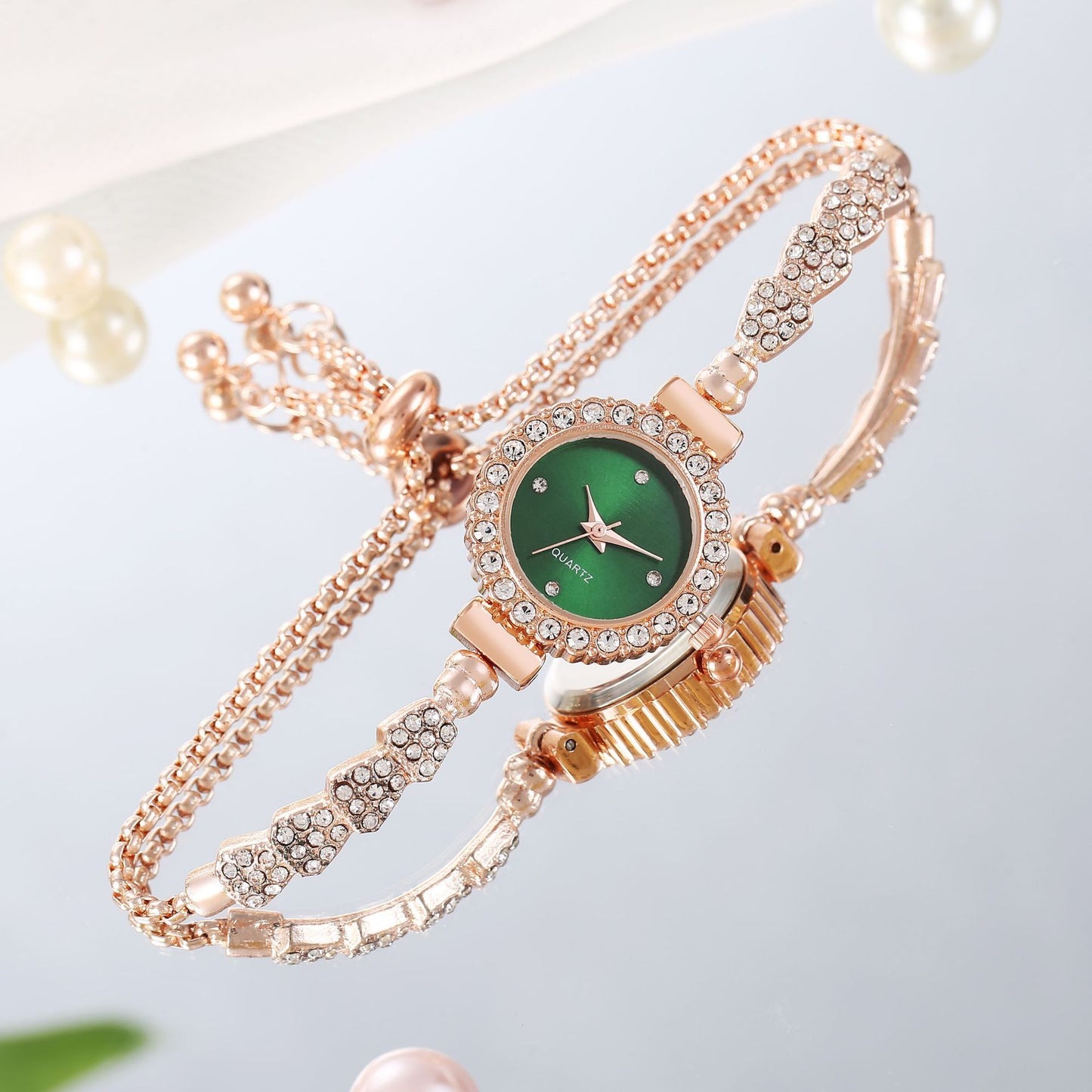 Fashion Luxury Women's Watch Gold Fine Strap Jewelry dealsniper-net Green