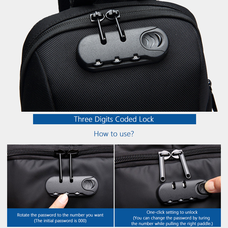 Multifunctional Shoulder Bag Anti-Theft Waterproof Chest Bag USB Men DealSniper.net