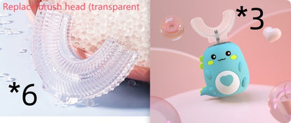 Children'S Electric Toothbrush Food Grade Silicone Oral Kids null Little Dinosaur Green set1 2to6 Years Old