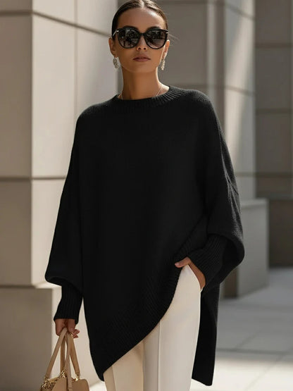 Thick Round Neck Women's Loose All-matching Knitted Pullover Sweater Women Gym From House Black 2XL