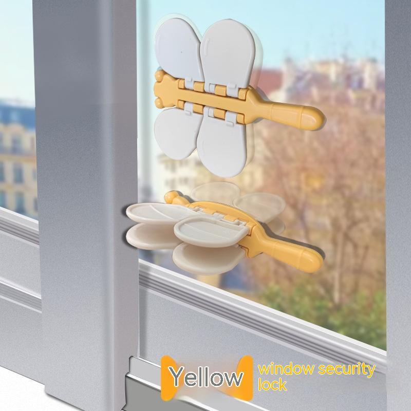 Children's Safety Protection Window Lock Punch-free Anti-pinching House dealsniper-net Window Security Lock Yellow