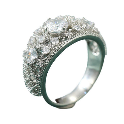 Silver Tone White Ring For Women, Trendy Wedding Fashion Ring Jewelry Gym From House