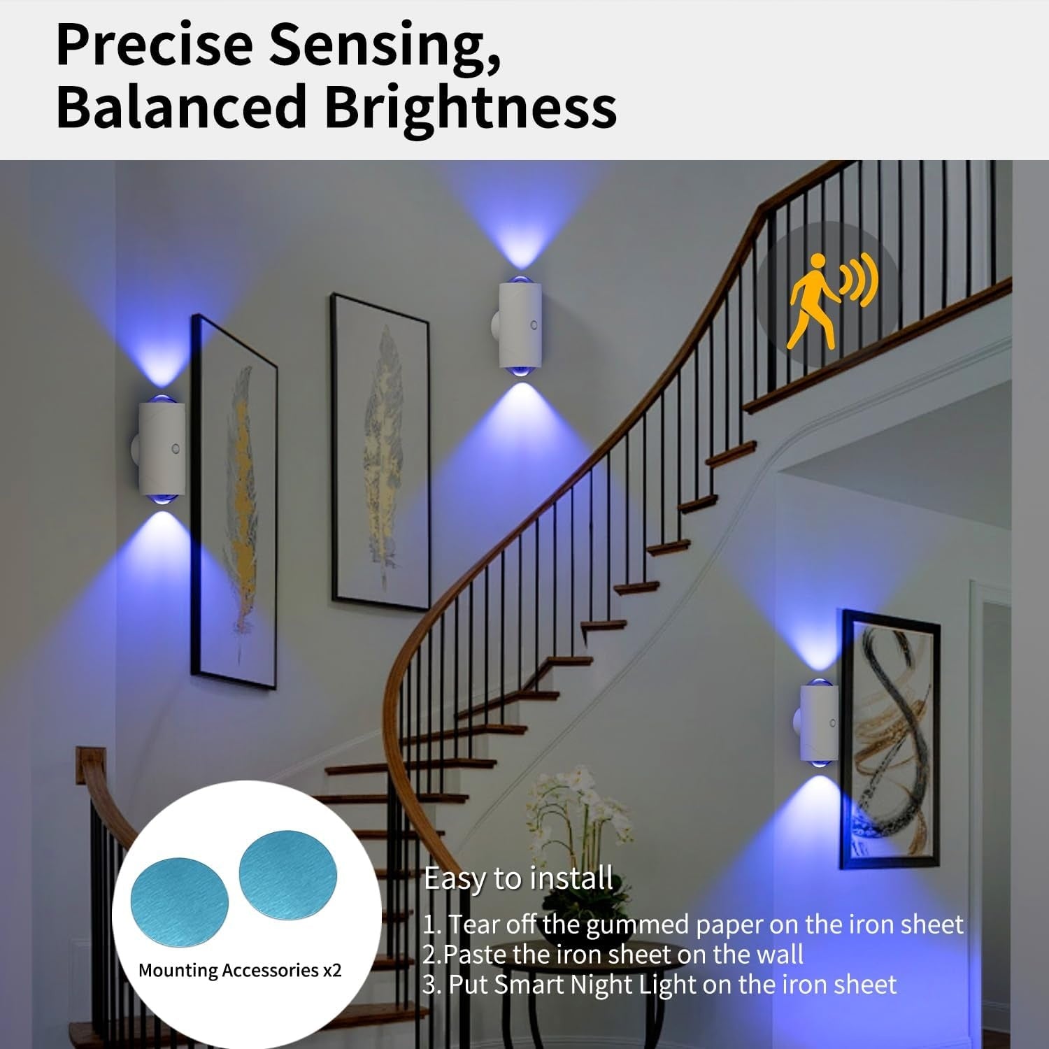 4PCS Color-sensing Motion Night Lights, Wall Lights Cabinet Lights Outdoor Gym From House