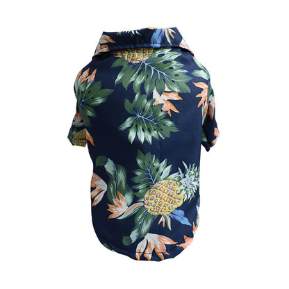 Dog Spring And Summer Thin Shirt Corgi Blue Cat Clothes Pets DealSniper.net Pineapple sapphire blue 2XL