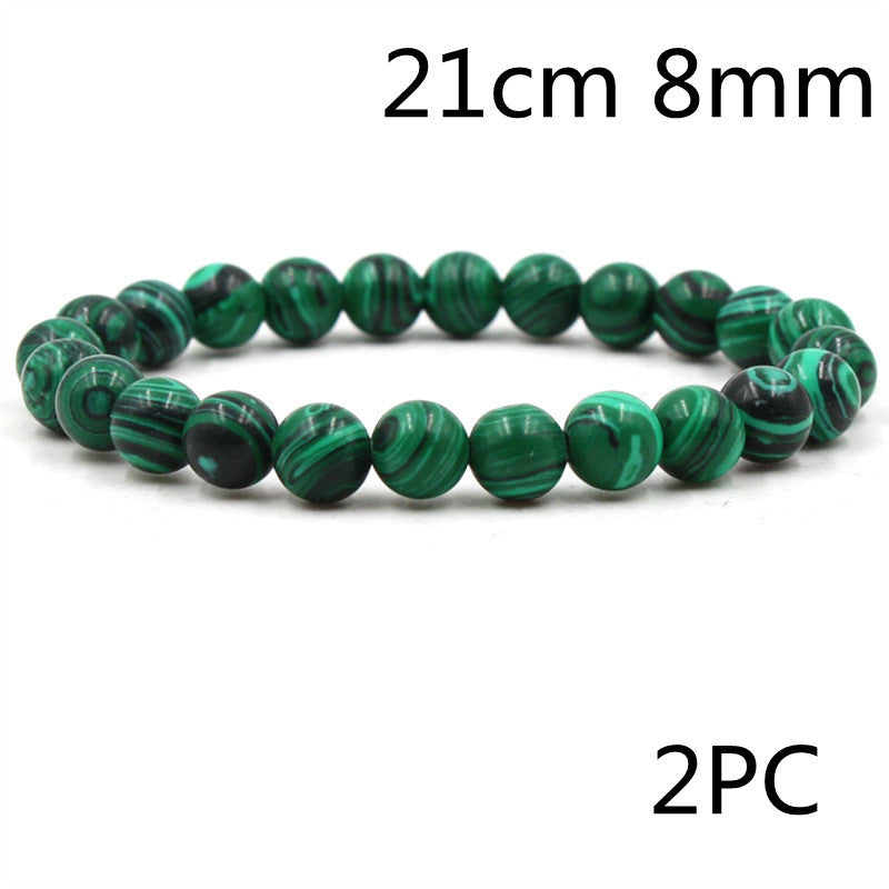 Classic Black Matte Green Malachite Bracelets Jewelry Jewelry dealsniper-net Green 2 21cm 8mm 2pcs