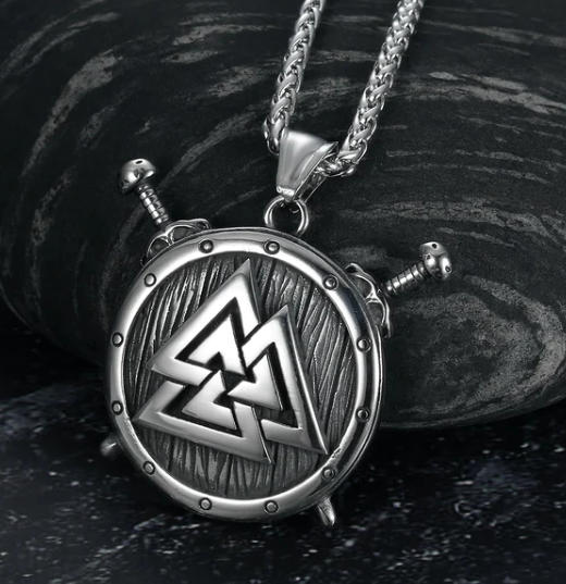 Asgard Crafted Circular Horn Rune Pendant Chain Jewelry dealsniper-net Nordic Shield and Valknut Symb