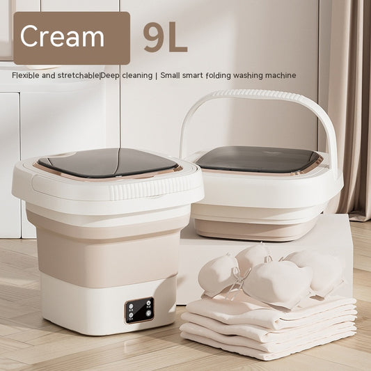 Portable Washing Integrated Intelligent Digital Display Folding Washing Machine Electronics dealsniper-net Type A 9L Milky White EU