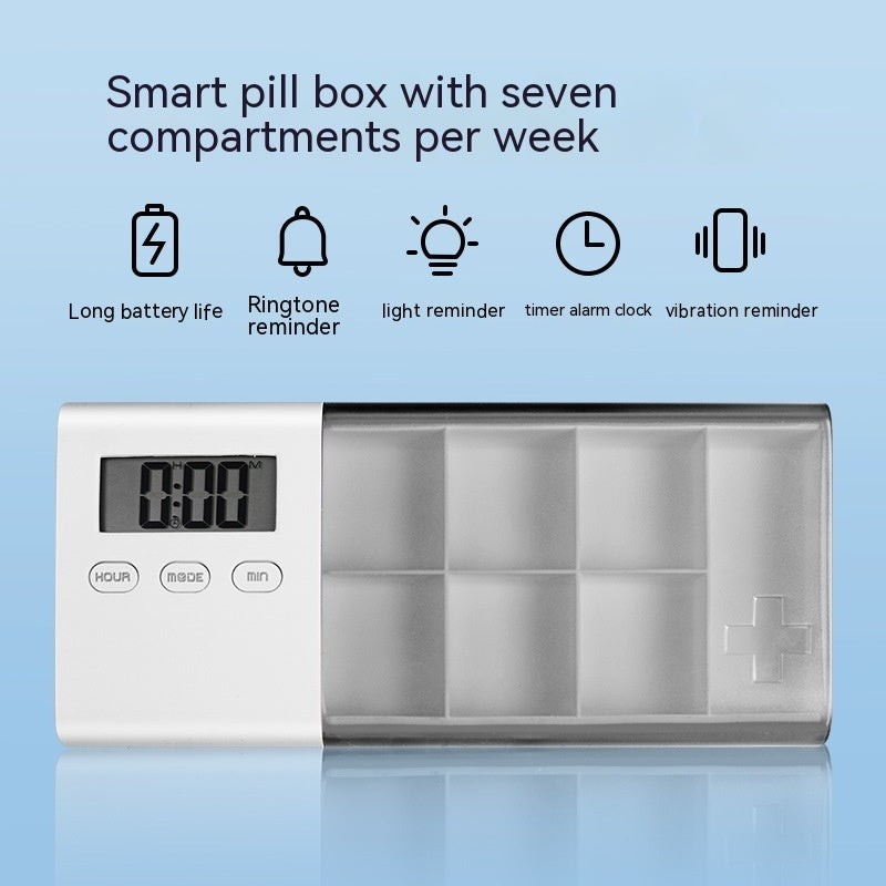Portable Electronic Portable Mini Timing Medicine Smart Pill Box Health DealSniper.net 7 Grid Gray