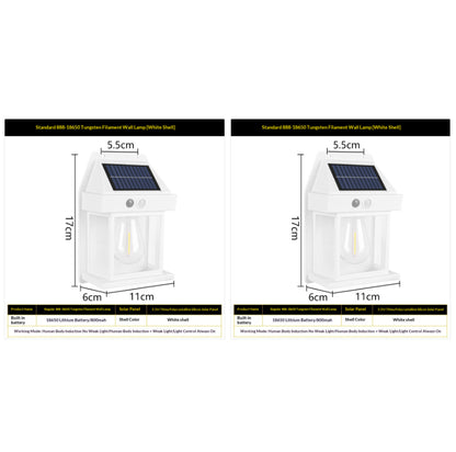 Outdoor Solar Tungsten Wall Light With Motion Sensor IP65 Outdoor DealSniper.net White Style18650 2PCS