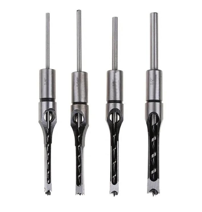 Square Hole Saws Auger Drill Bit Cut Mortising Chisel Woodworking Tool Set Home dealsniper-net