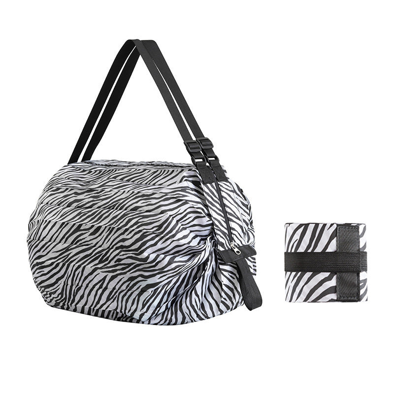 Large Capacity Shopping Bags Portable Foldable Women dealsniper-net Zebra pattern