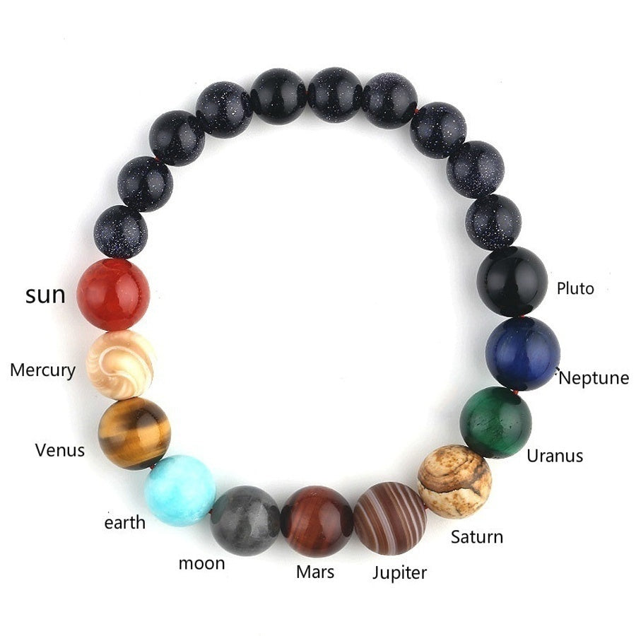 New Fashion Eight Planets Beaded Bracelet Men's Natural Stone Jewelry dealsniper-net