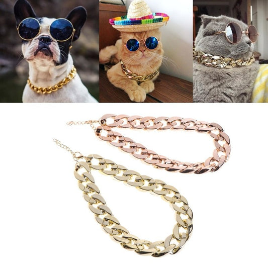 Pet Necklace Thick Gold Chain Plated Pets dealsniper-net