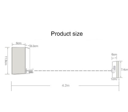 4.2m Steel Clothesline Rope Retractable Clothesline Indoor