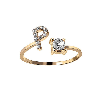 New Design Adjustable 26 Initial Letter Ring Fashion Jewelry Jewelry dealsniper-net Gold P