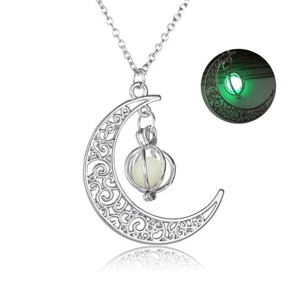 Fashion Moon Natural Glowing Stone Healing Necklace Women Gift Charm Luminous Pendant Necklace Jewelry Jewelry dealsniper-net Green