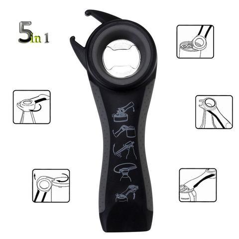 5 in 1 Creative Multifunction Stainless Steel Can Opener Beer Bottle Opener Kitchen DealSniper.net