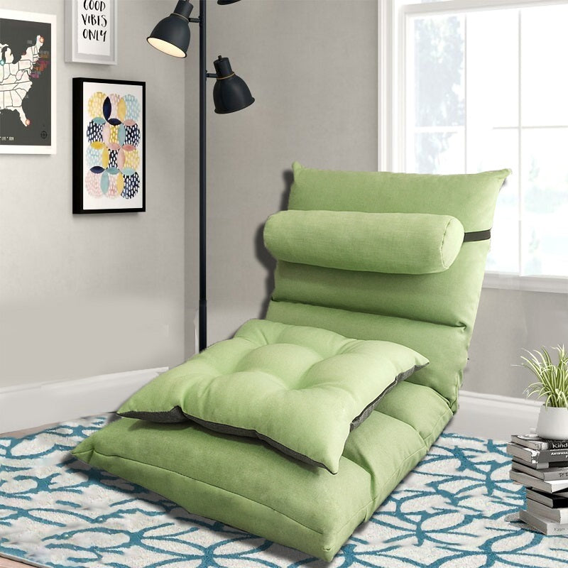 Lazy Sofa Tatami Single Small Sofa Bedroom Bed Backrest Cute Leisure Home dealsniper-net Green Liner and lumbar pillow