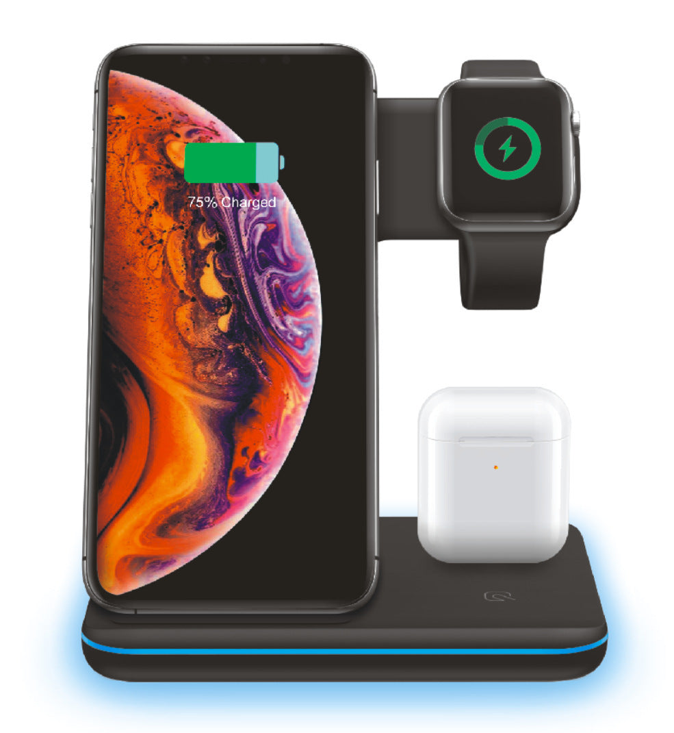 Three-in-one wireless charger Electronics DealSniper.net Black
