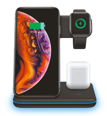 Three-in-one wireless charger Electronics DealSniper.net Black