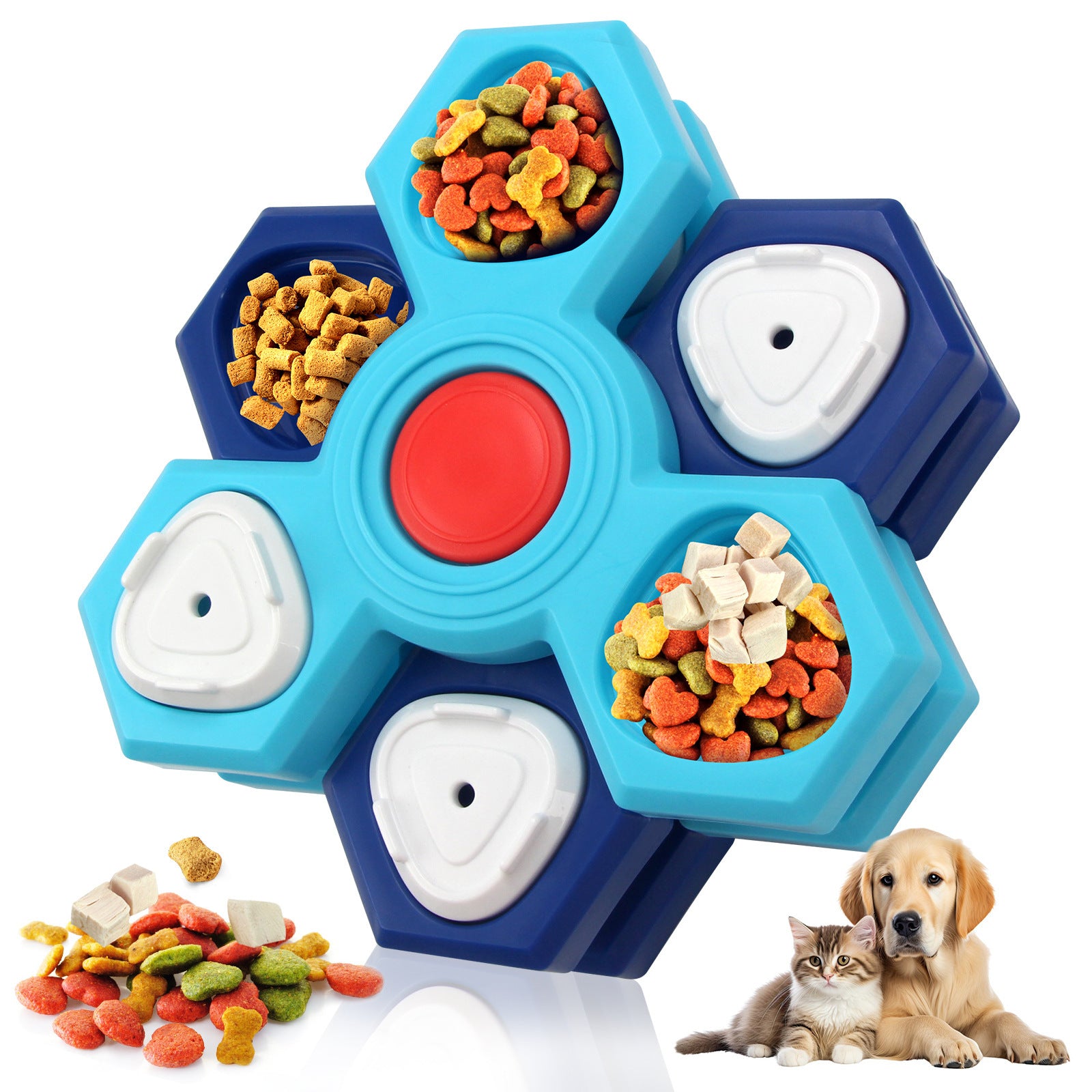 4 Layers Slow Feeder Puzzle Dog Bowls Assemble Slow Eating Bowl Pets dealsniper-net Blue