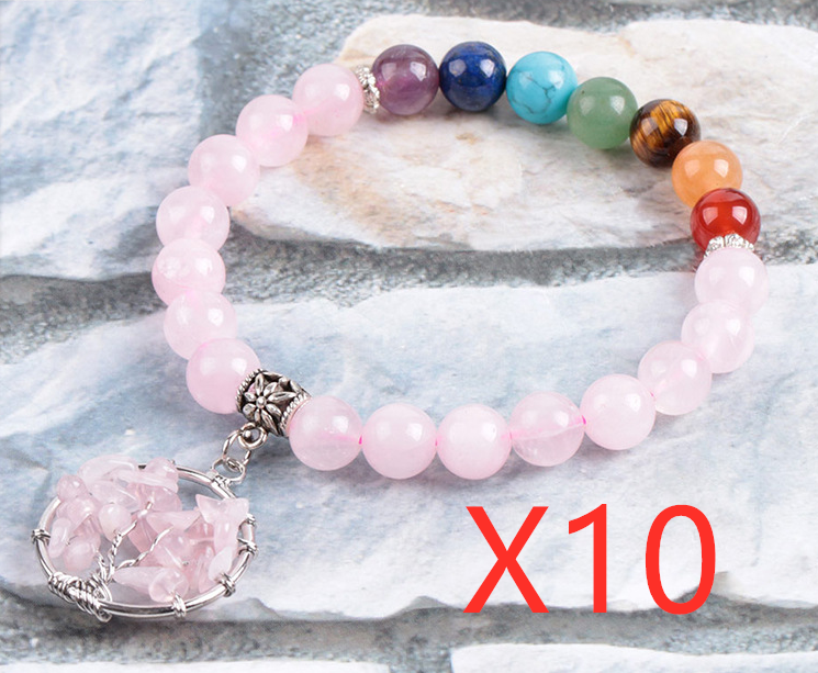 Crystal Beaded Bracelet Jewelry dealsniper-net Seven chakras 10PCS