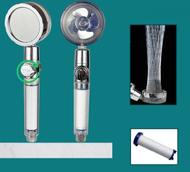 New Turbo Propeller Shower Head Water Saving High Pressure Flow