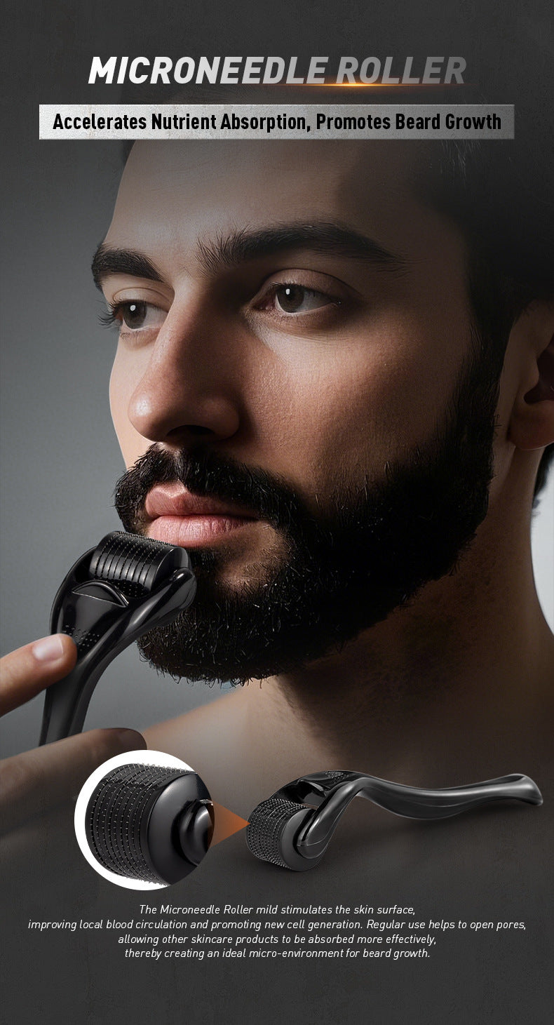 Beard Growth Hair Treatment Value Set Oil Microneedle Roller Suit Men Gym From House