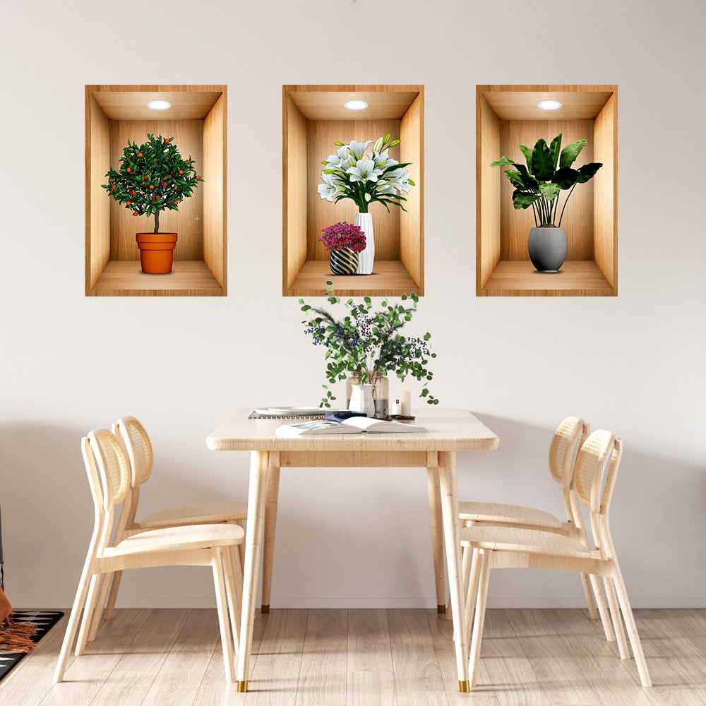 Only Darkstory 3D Effect Potted Triple Stickers Home Decor Home dealsniper-net 30x45cm 3D Orange Lily