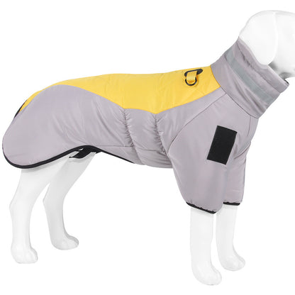 New Pet Dog Clothes Thickened With Reflective Warmth Pets Gym From House Grey yellow 2XL