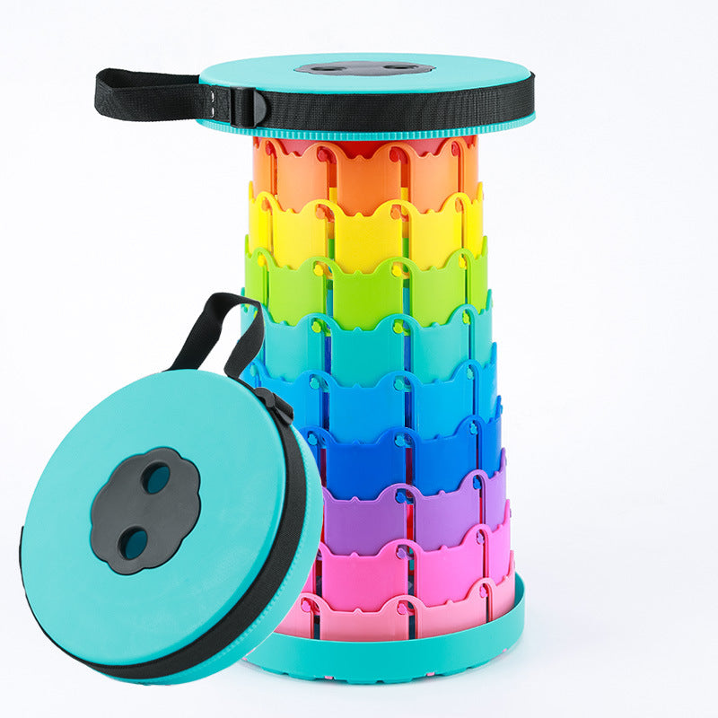 Children's Rainbow Folding Stool Portable Retractable Chair Kids dealsniper-net Adult Rainbow Lake Blue