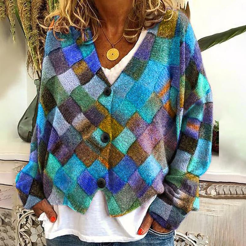 New Christmas Abstract Flowers Printing Sweater Fashion Women DealSniper.net