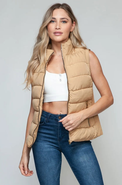 Snobbish Zip Up Turtleneck Vest With Pockets Women DealSniper.net Iced Coffee L