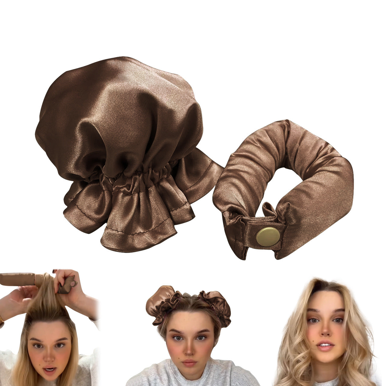 New Heatless Curl Stick With Cloth Cover Cute Ball Head Women dealsniper-net Brown