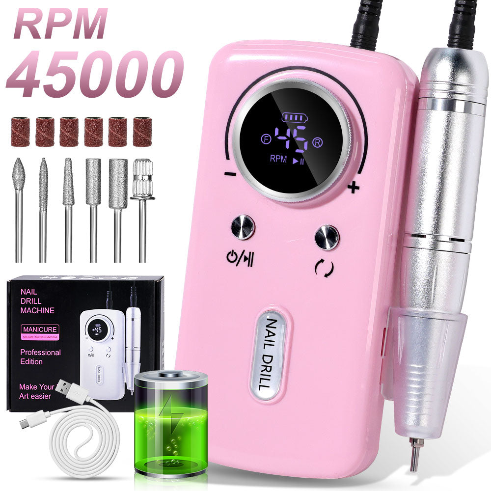 Professional Electric Nail Drill Cordless Nail File Drill Beauty dealsniper-net PINK