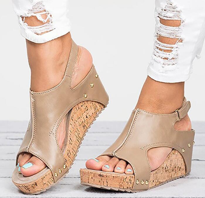 Fashion Women Platform Sandals Peep Toe Spartan Sandals Women Summer Wedges High Heel Shoes Women dealsniper-net Beige 42