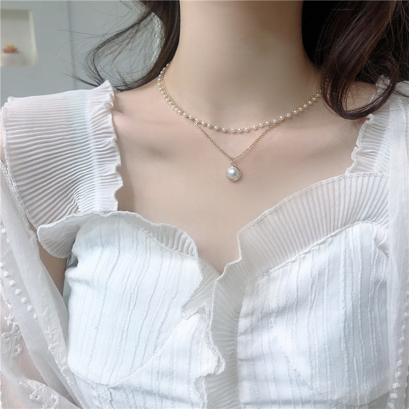 Ancient Stacked Double-layer Pearl Necklace Women Women dealsniper-net