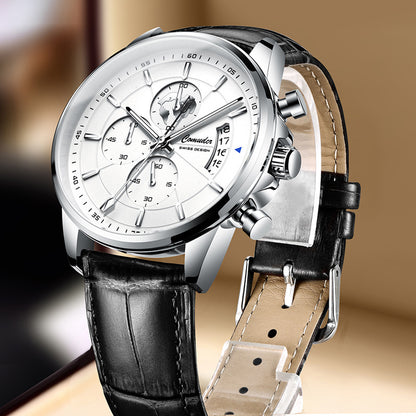 Full-automatic Waterproof Luminous Calendar Watch Jewelry DealSniper.net 209 Silver Case White Noodles