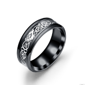 Titanium Steel Dragon Ring Jewelry dealsniper-net Black+Silver 10