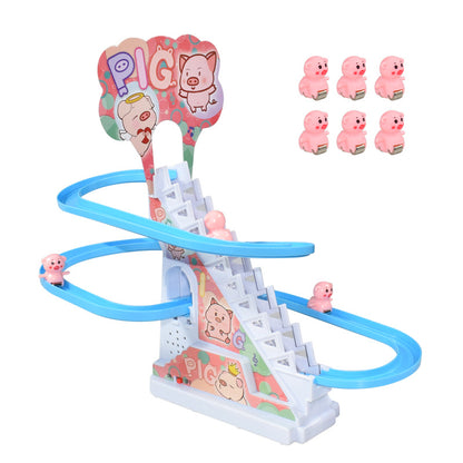 Electric Toy For Duckling Climbing Stairs Kids dealsniper-net Staircase pig 6piglets Charging version