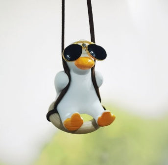 Pistol Cowboy Duck Car Rearview Mirror Pendant Decoration Vehicle Gym From House Duck with sunglasses