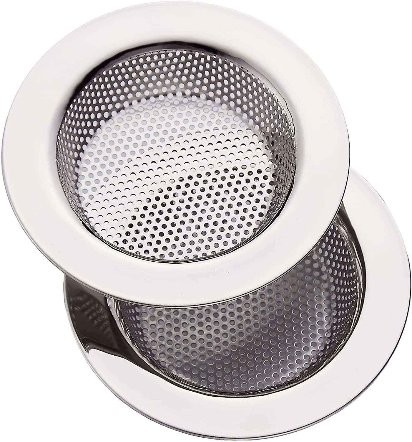 2PCS Kitchen Sink Strainer - Stainless Steel, Large Wide Rim 4.5 Diameter Home dealsniper-net