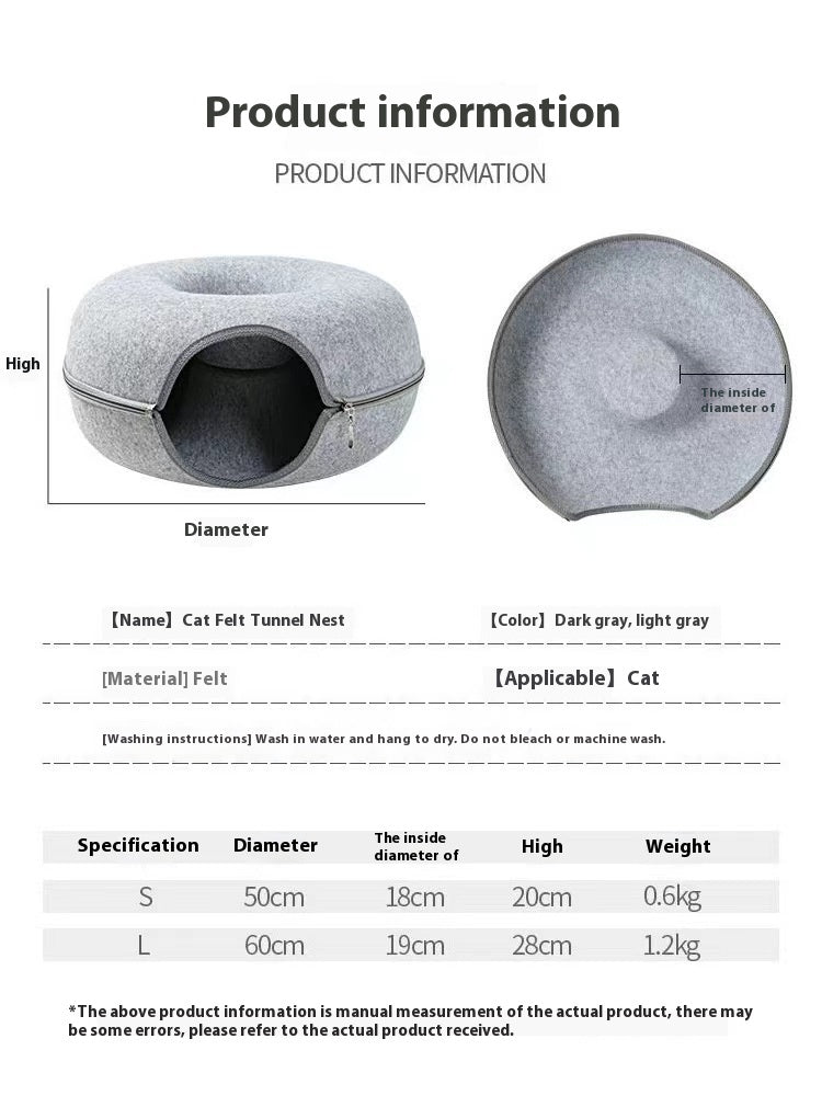 Pet Bed Comfortable Round Cat Tunnel Pets Gym From House