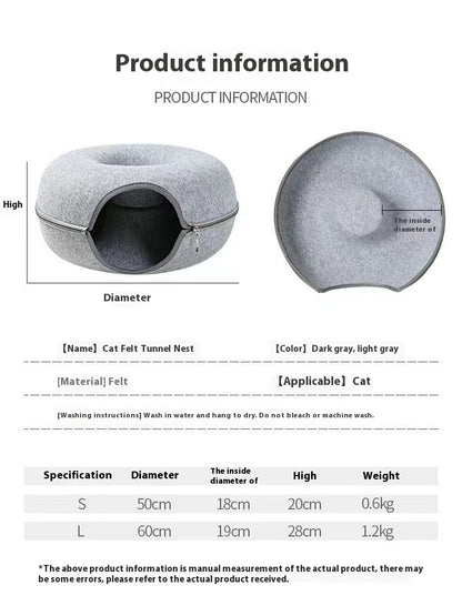 Pet Bed Comfortable Round Cat Tunnel Pets Gym From House