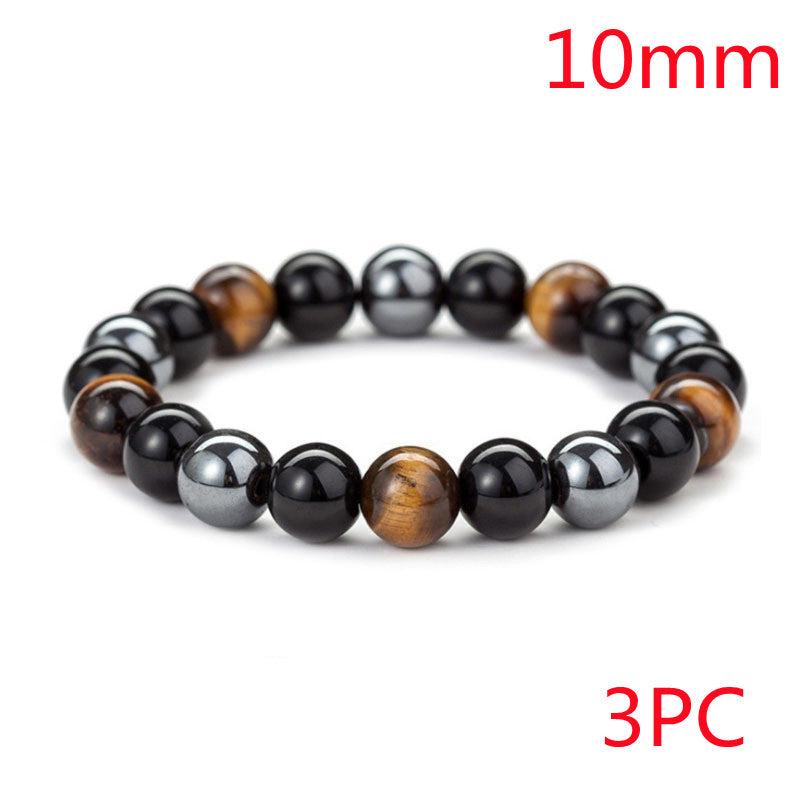 Tiger Eye Stone Bracelet Natural Stone Bracelet Jewelry dealsniper-net Black 3pcs 10mm